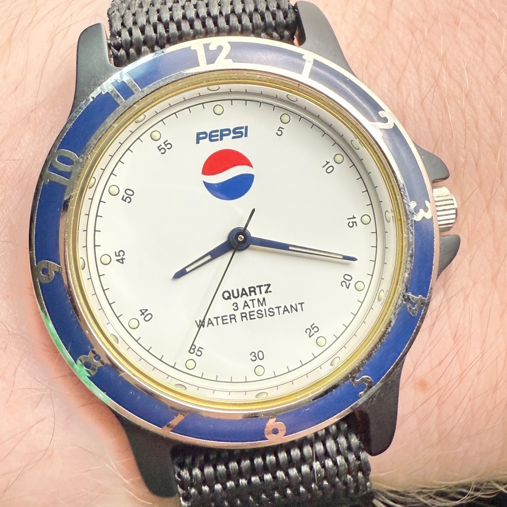 Pepsi Quartz Watch with Blue and White Dial RUNNING NEW